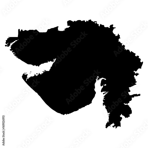 Gujarat black map on white background vector