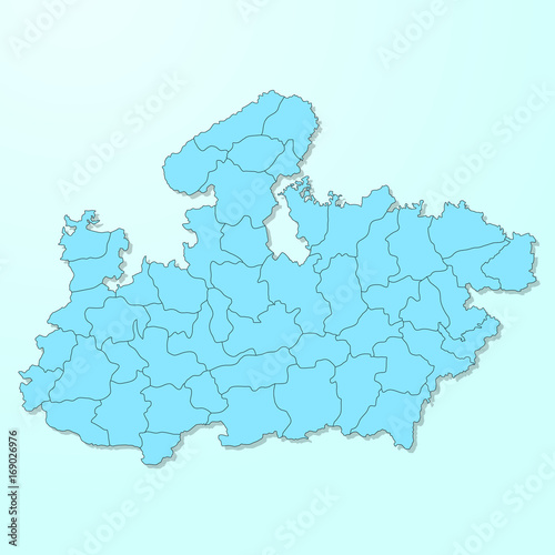 Fototapeta Naklejka Na Ścianę i Meble -  Madhya Pradesh blue map on degraded background vector