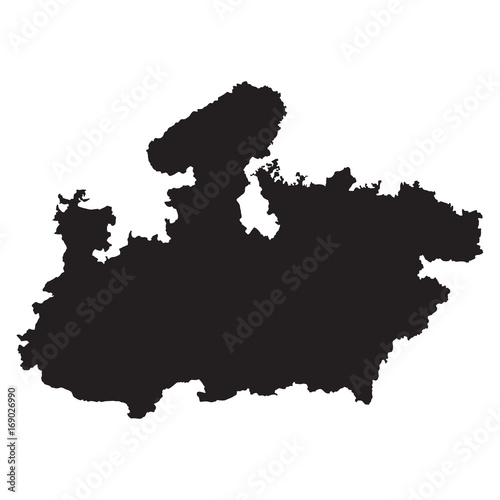 Madhya Pradesh black map on white background vector