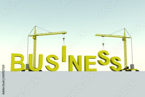Fototapeta Naklejka Na Ścianę i Meble -  BUSINESS building concept crane white background 3d illustration