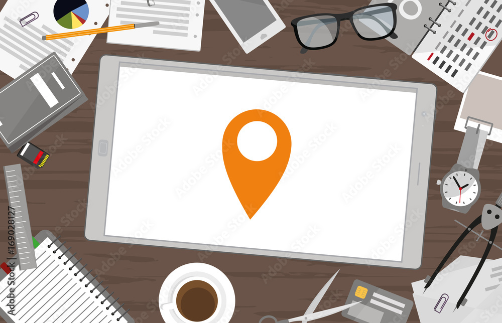Obraz premium Schreibtisch mit Tablet - Marker