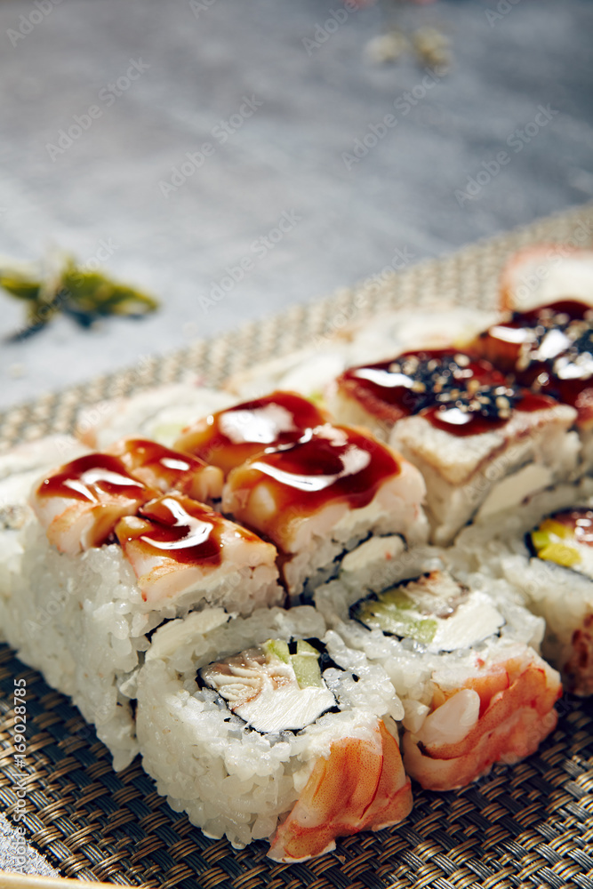 Menu of Japanese sushi rolls Menu of Japanese sushi rolls