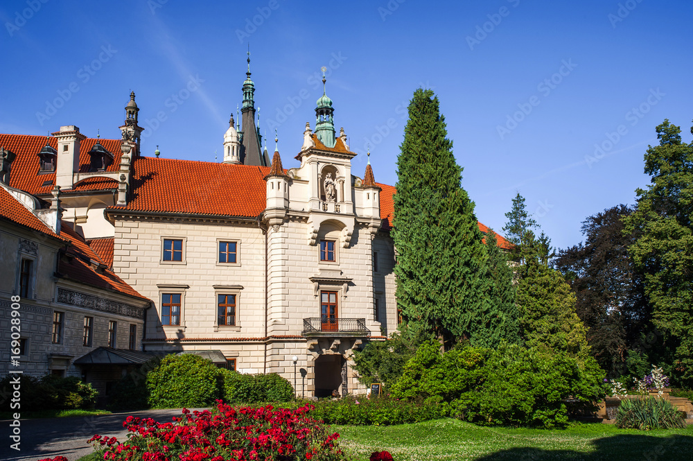 Pruhonice Castle frontal view in summertime