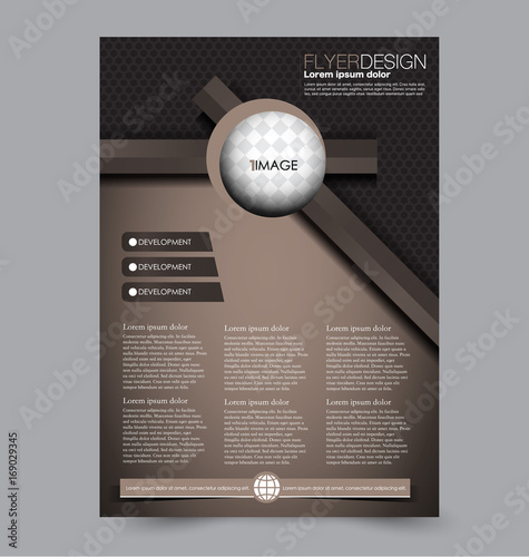 Flyer template. Abstract brochure background. Business corporate style concept. Vector illustration.  Brown and black color.
