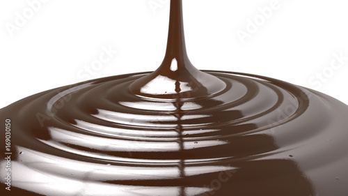 milk chocolate pouring isolated