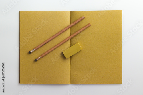 Top view of the brown notebook