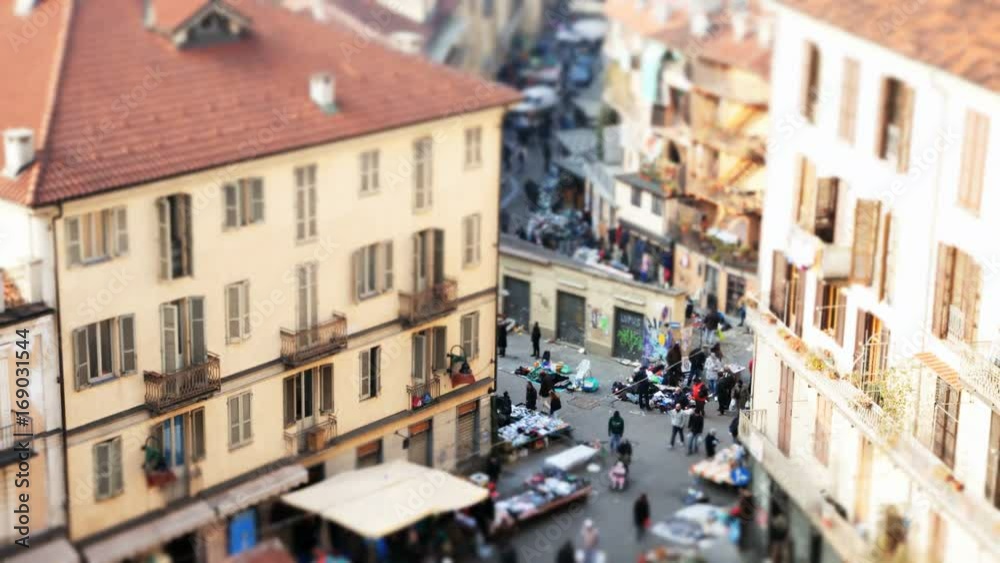 Europe's largest open air market tilt shift timelapse in Turin, Italy Europe's largest open air market tilt shift timelapse in Turin, Italy