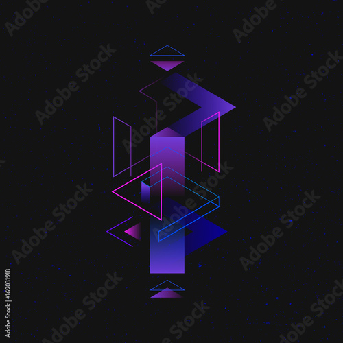 Vector set of isometric flat cubes constructor, abstract shapes and icons