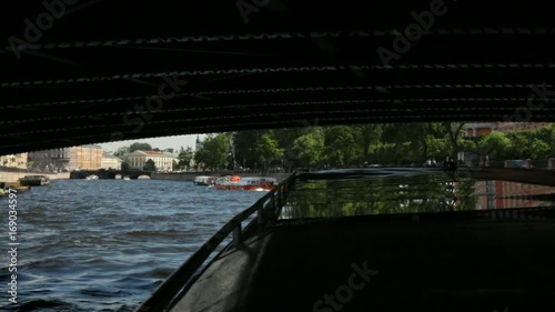 Russia St. Petersburg under bridges on the River photo