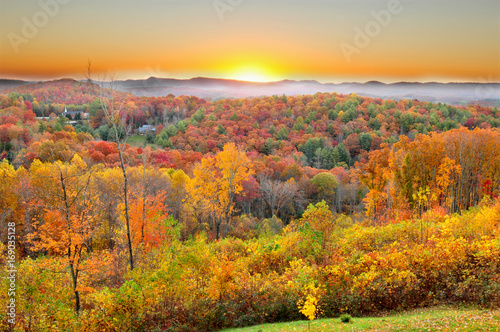 Autumn landscape in Blue Ridge Parkway  North Carolina USA
