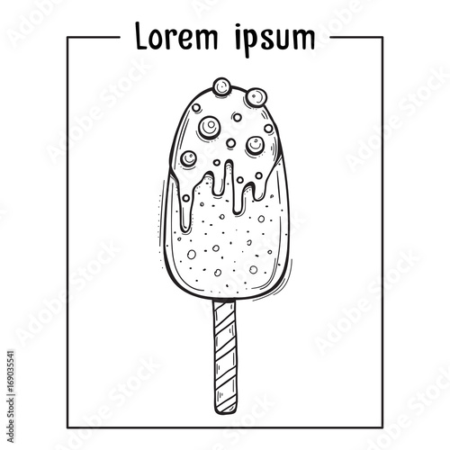 Sketch graphic icecream on a stick, vector drawing