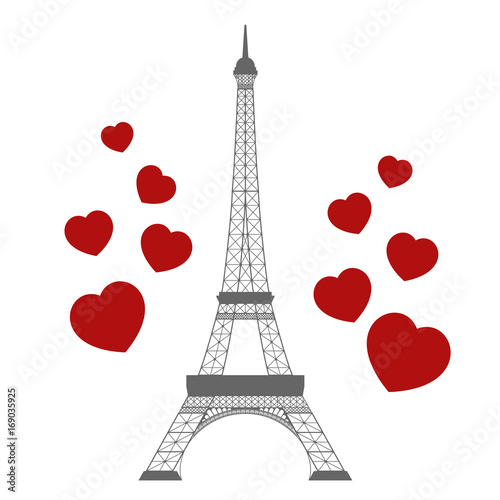 eiffel tower and hearts