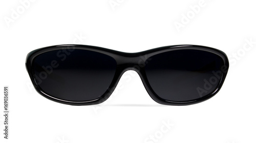 Black polarized sunglasses isolated on white
