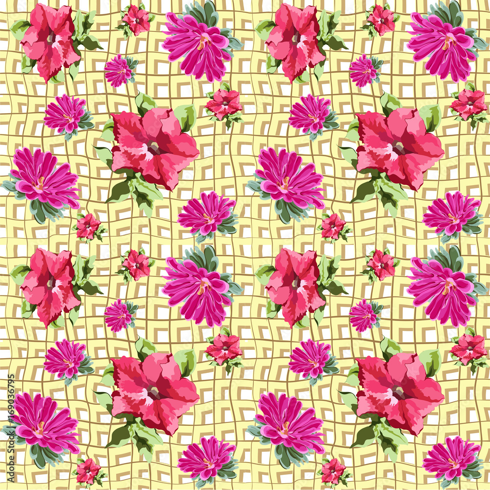grid seamless flowers