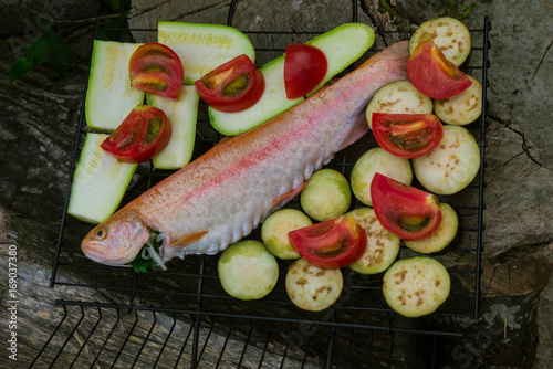 fresh trout with grilled vegetables