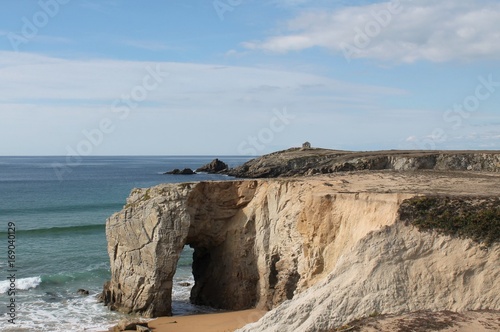 Arch of Port Blanc on the Wild Coast of Quiberon in Morbihan, Brittany, France