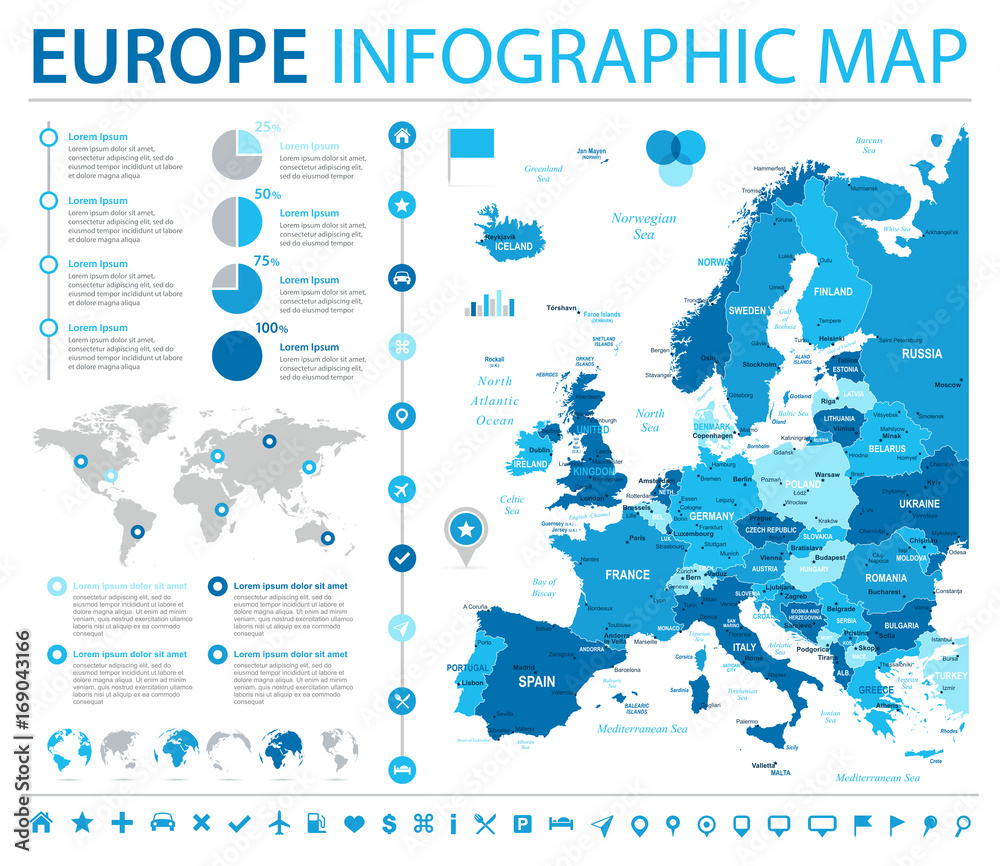 Fototapeta premium Europe Map - Info Graphic Vector Illustration