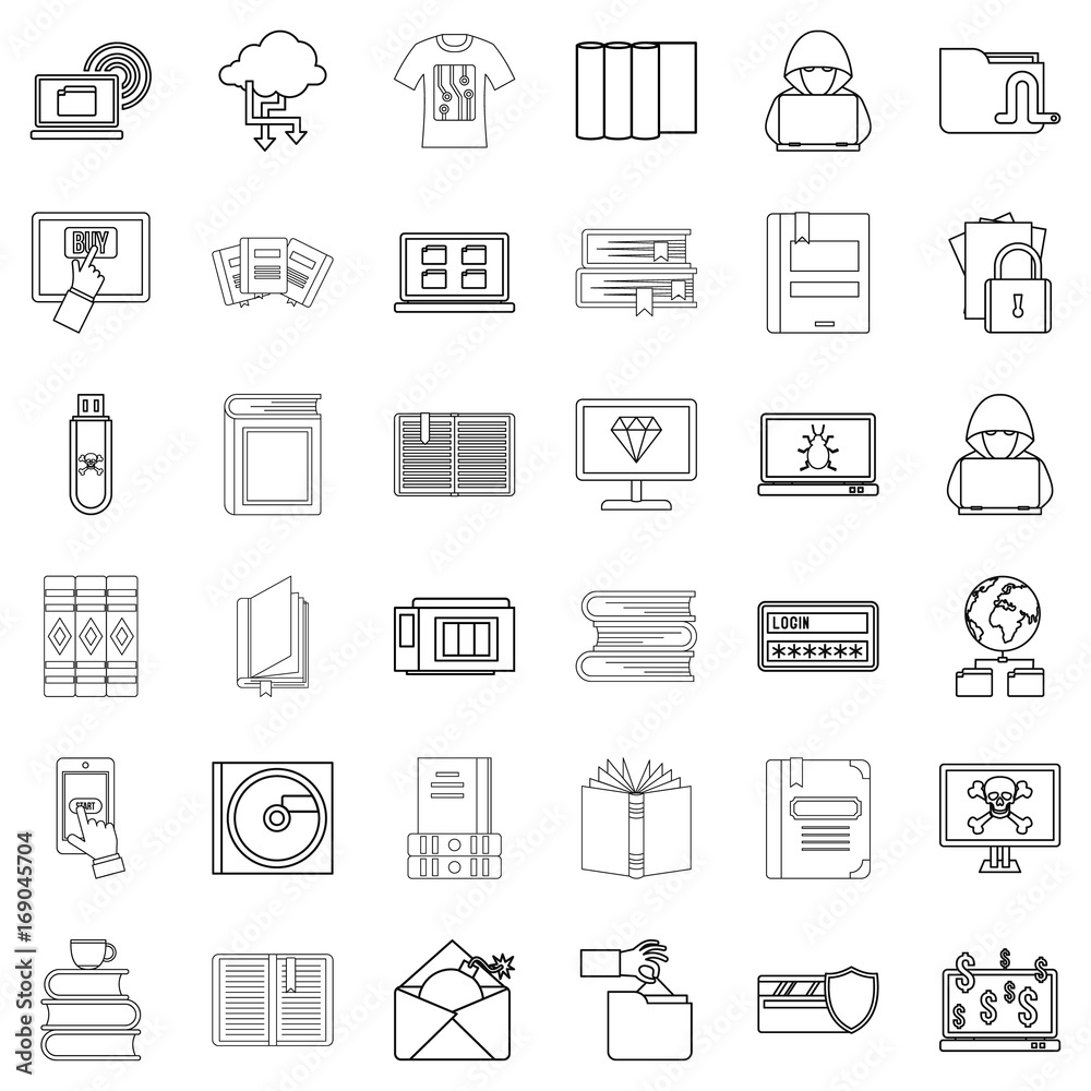 Bookmark icons set, outline style