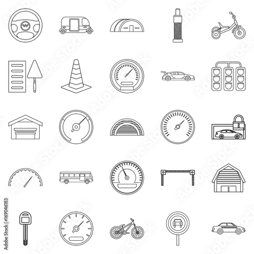 Salvatory icons set, outline style