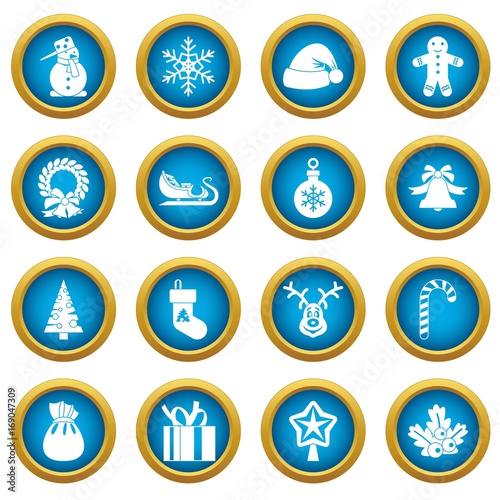 Christmas icons blue circle set Free Download Christmas icons blue circle set - GFXLoad
