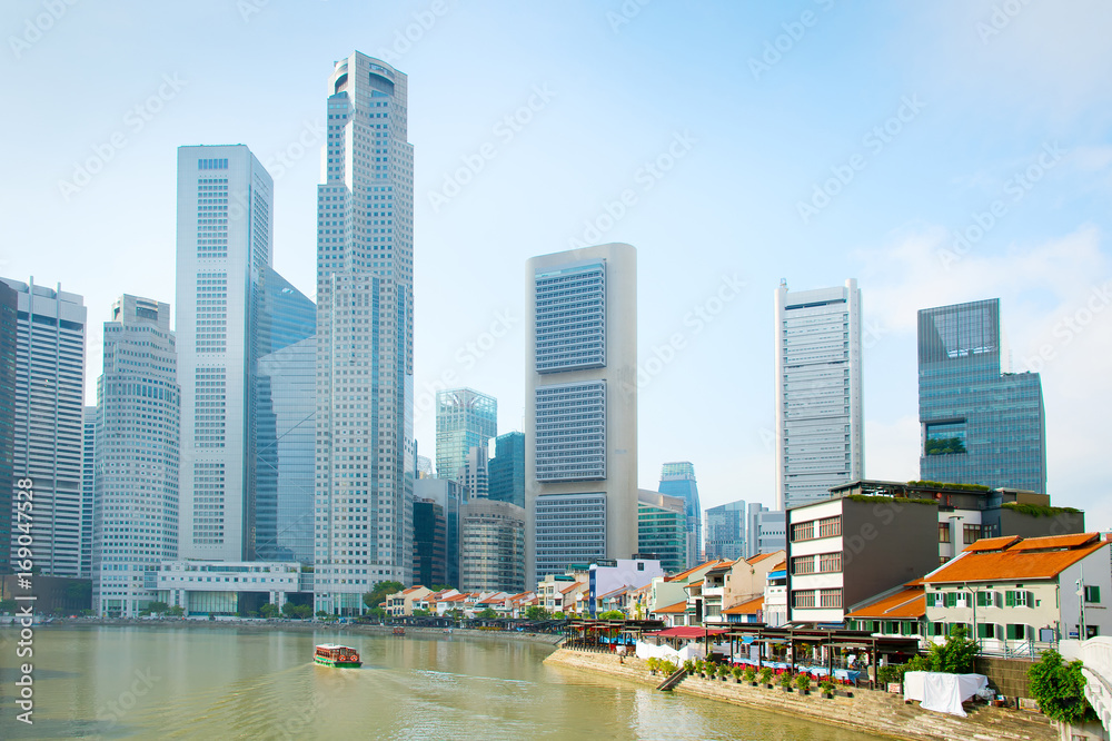 Fototapeta premium Raffles place, Boat Quay. Singapore