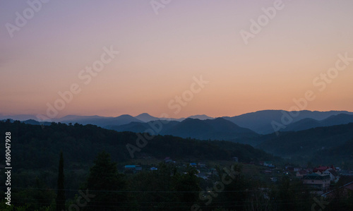 photos of Caucasian mountains at dawn