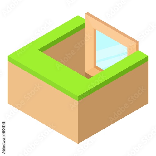 Basement window frame icon, isometric 3d style