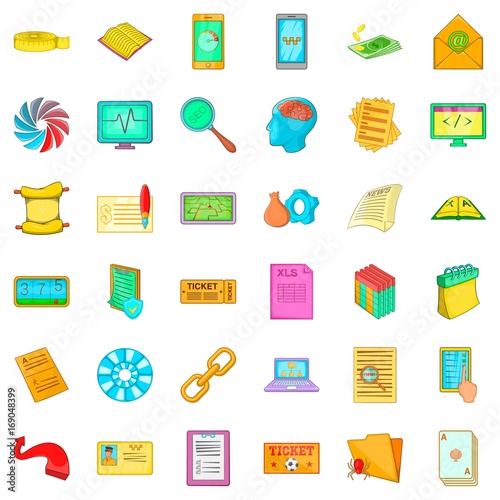 Discussion icons set, cartoon style