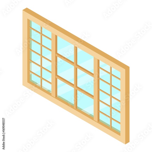 Wood window frame icon  isometric 3d style