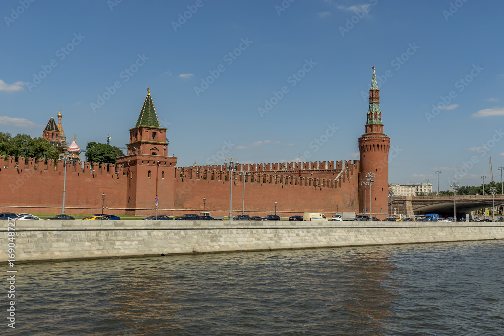 Moscow, Russia - August 10, 2017: Moscow Kremlin view from the riverside Moscow, Russia - August 10, 2017: Moscow Kremlin view from the riverside