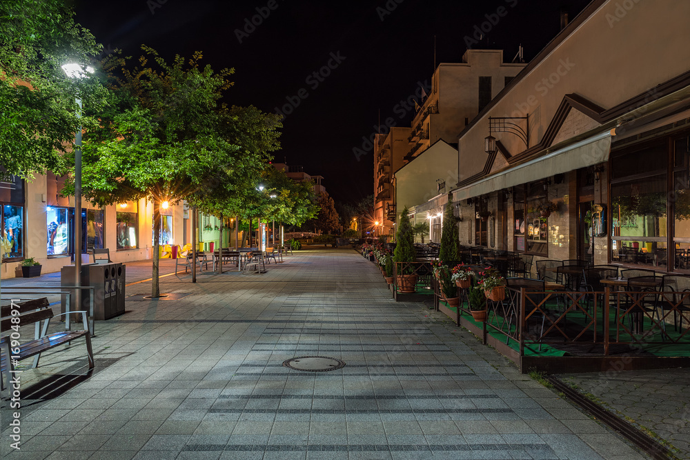 City centre of Piestany (Slovakia) in night with no people around
