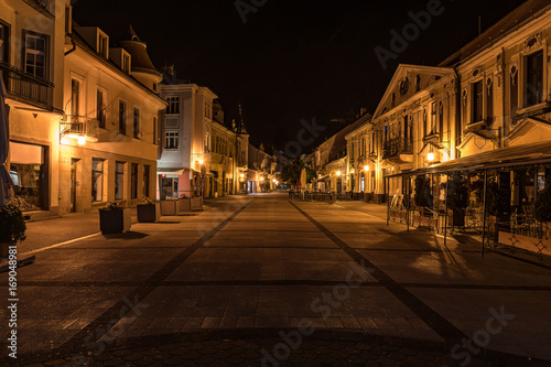 City centre of Piestany (Slovakia) in night with no people around