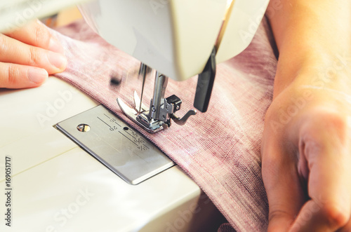 Konstfotografi Sewing process close-up on the sewing machine