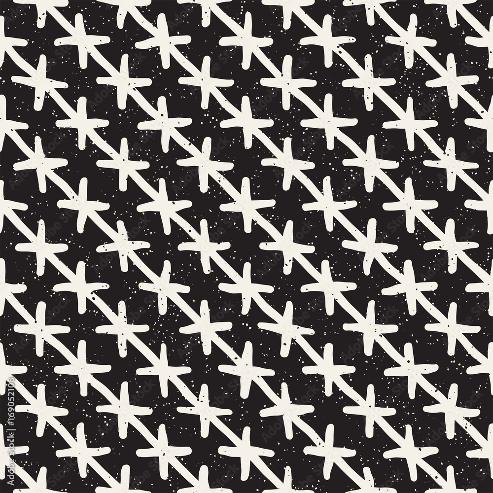 Hand drawn style seamless pattern. Abstract geometric tiling background in black and white. Vector doodle line lattice Hand drawn style seamless pattern. Abstract geometric tiling background in black and white. Vector doodle line lattice