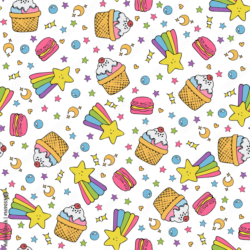 cute seamless pattern with macaroons and cakes cute seamless pattern with macaroons and cakes