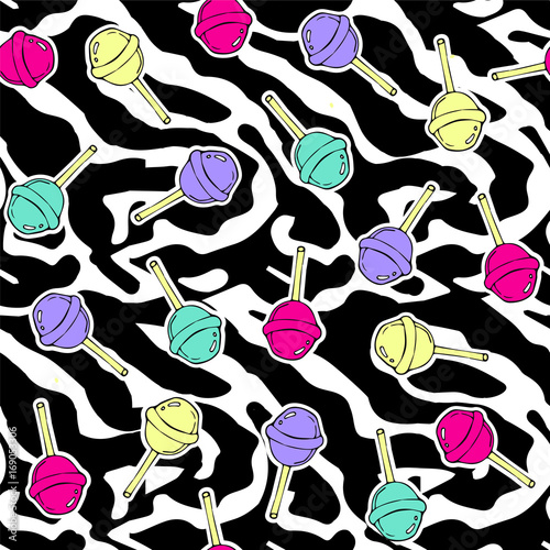cute seamless pattern with colorful polipops