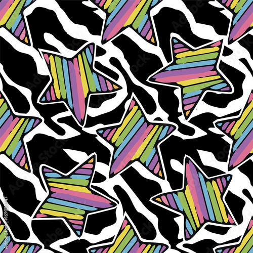 rainbow stars seamless pattern.