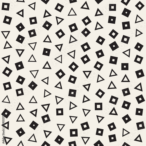 Seamless primitive jumble minimalism patterns. Randomly scattered geometric shapes. Abstract background design