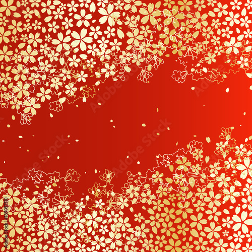 新年　桜　金　朱赤