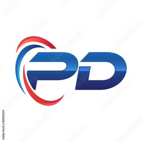 initial letter logo swoosh red blue