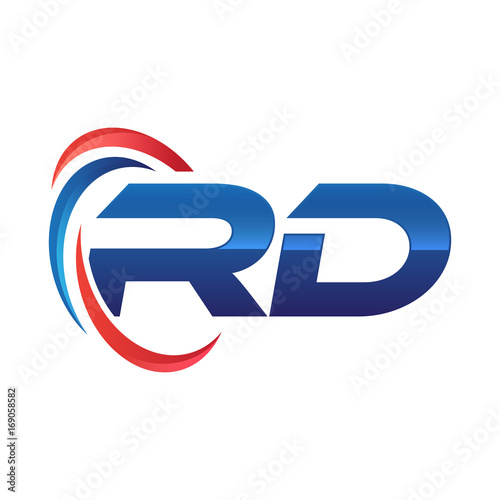 initial letter logo swoosh red blue