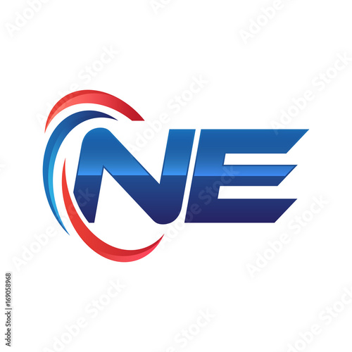 initial letter logo swoosh red blue
