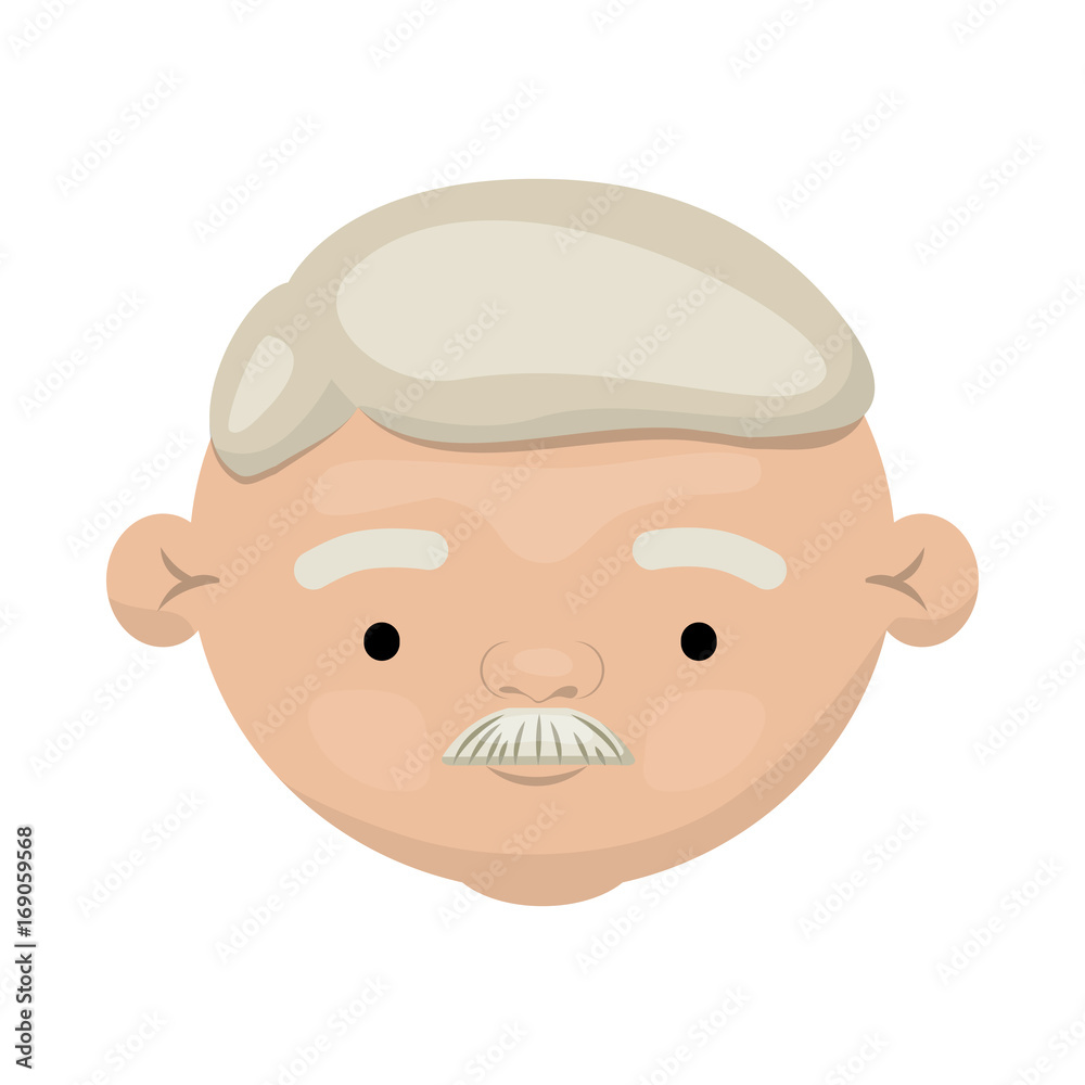 colorful face of elderly man with moustache and hairstyle colorful face of elderly man with moustache and hairstyle