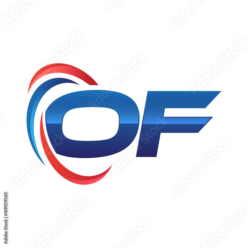 initial letter logo swoosh red blue