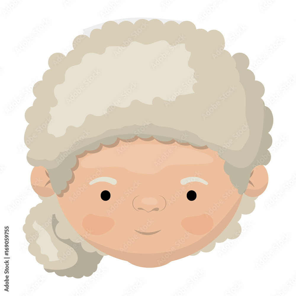 colorful face of grandmother with a curly bun side hair