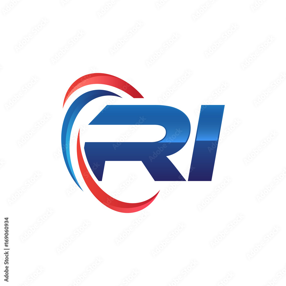 initial letter logo swoosh red blue initial letter logo swoosh red blue