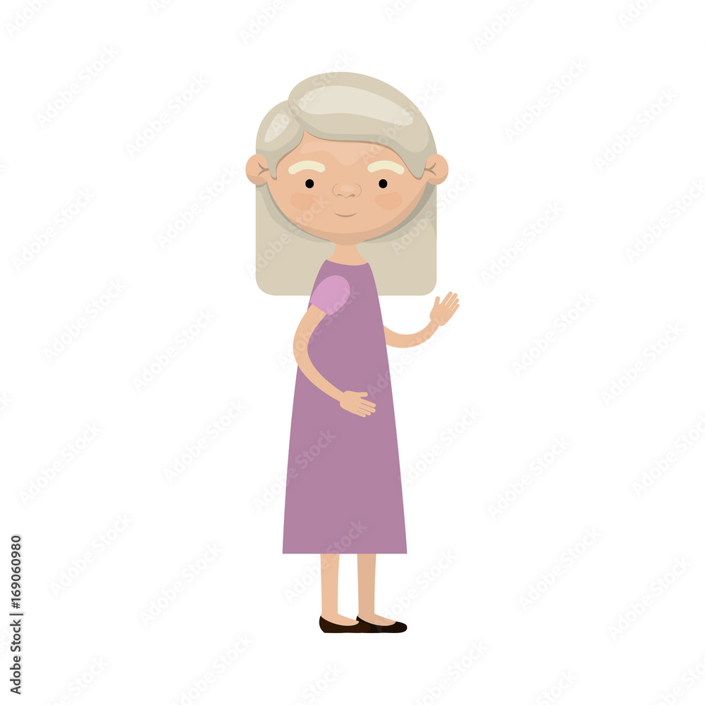 colorful full body elderly woman in dress with straight hairstyle colorful full body elderly woman in dress with straight hairstyle