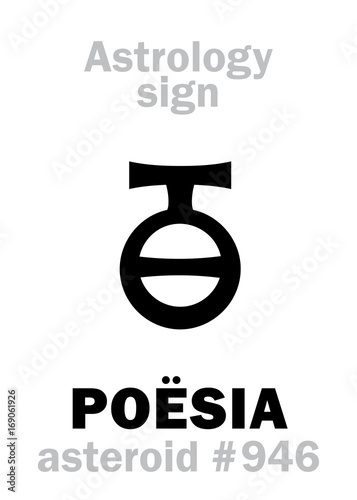 Astrology Alphabet: POËSIA («Poetic Mead»), asteroid #946. Hieroglyphics character sign (single symbol).