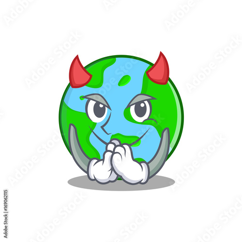 Devil world globe character cartoon