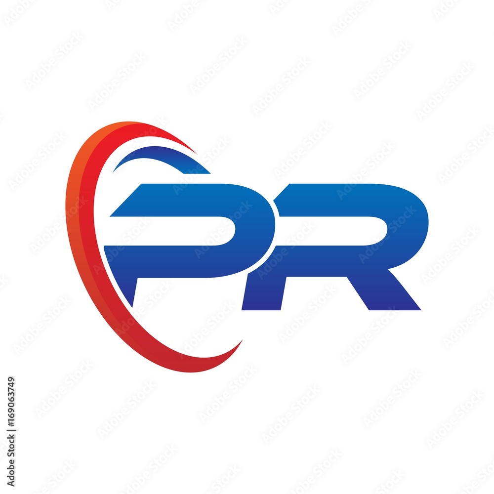 modern dynamic vector initial letters logo pz with circle swoosh red blue